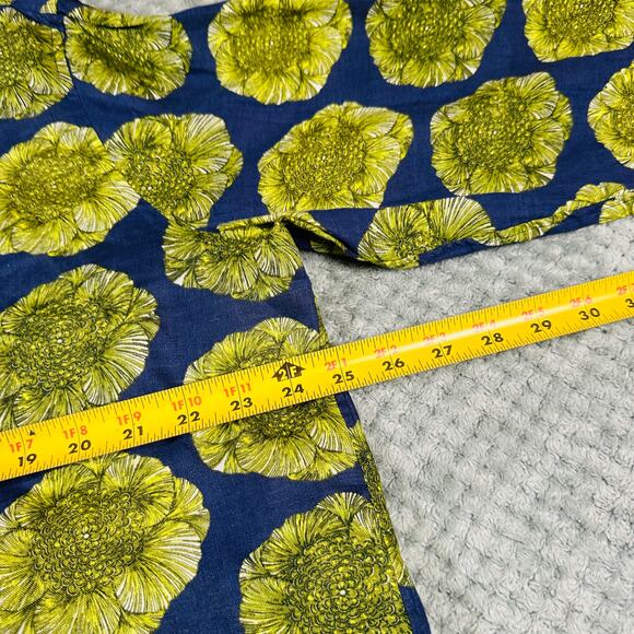 STENSTROMS Men's Lime Green Navy Floral Linen Long Sleeve Button Down Shirt XL - Picture 8 of 10